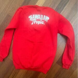 Hawaiian Tropid red white graphic pullover sweatshirt promo girl model small